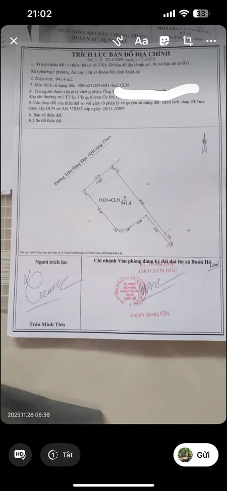 Bán đất 350m² ngang 10m giá 10 tỷ Phường Buôn Hồ