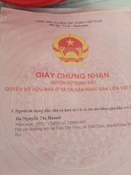 ĐẤT ĐẸP – GIÁ TỐT  – CHÍNH CHỦ CẦN BÁN Đất Tại xã Tiên Thủy, Châu Thành, Bến Tre