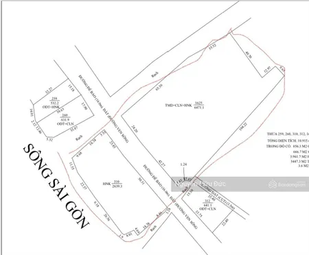 Bán đất mặt tiền sông sài gòn 7.112m2 (556m2 thổ, 5.447 skc. p vĩnh phú, tp thuận an, bình dương
