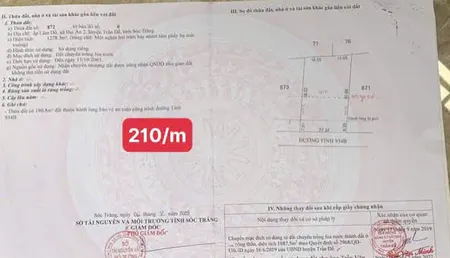 Bán đất 934B ngay UBND xã Đại Ân 2 1287.5m² ngang 27.3m giá 5.73 tỷ Xã Trần Đề