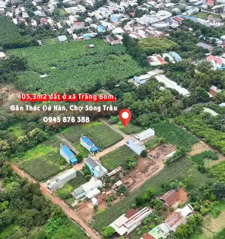 Bán 105m2  đất thổ cư gần Thác Đá Hàn, xã Trảng Bom,899 triệu