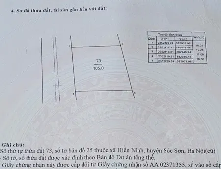 Bán đất 105m² ngang 10m giá 3.2 tỷ Xã Nội Bài
