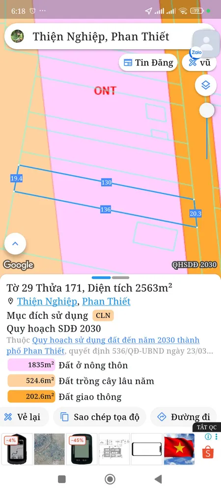Bán đất 2000m² giá 4.5 tỷ Xã Hòa Thắng