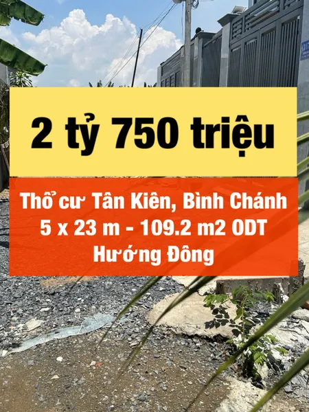 Đất thổ cư Tân Kiên giá tốt 2.75 tỷ !