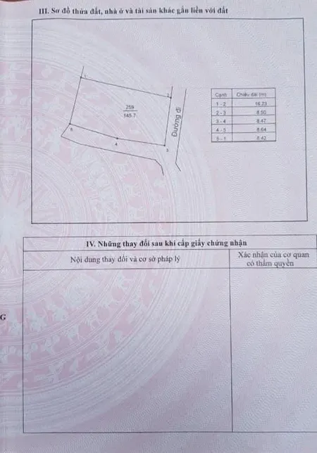Bán đất 145.7m² ngang 8.50m giá 900 triệu Xã Hợp Thịnh