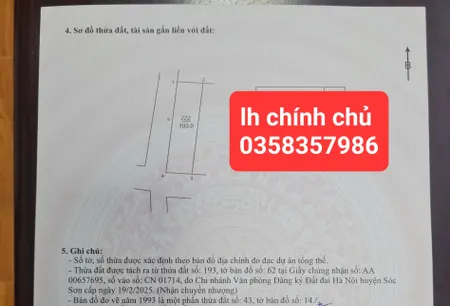 Bán đất 103m² ngang 5.38m giá 2.5 tỷ Xã Kim Anh