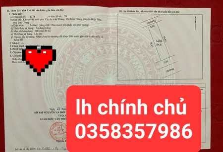 Bán đất 94.6m² ngang 5m giá 2.9 tỷ Xã Hiệp Hòa