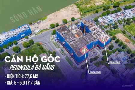 Bán căn góc 2 pn dự án peninsula 77m2 sổ hồng lâu dài bàn giao t6/2026