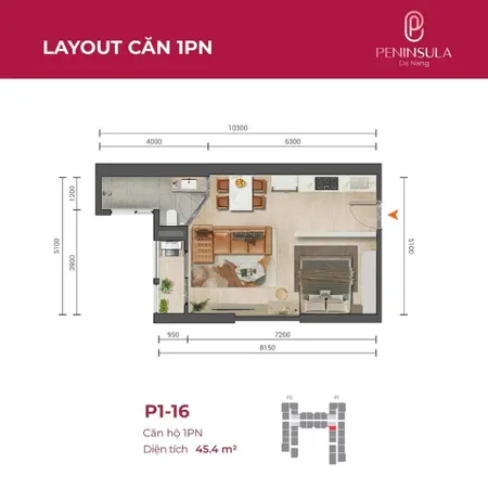 Chính chủ bán căn 1 ngủ penisula da nang