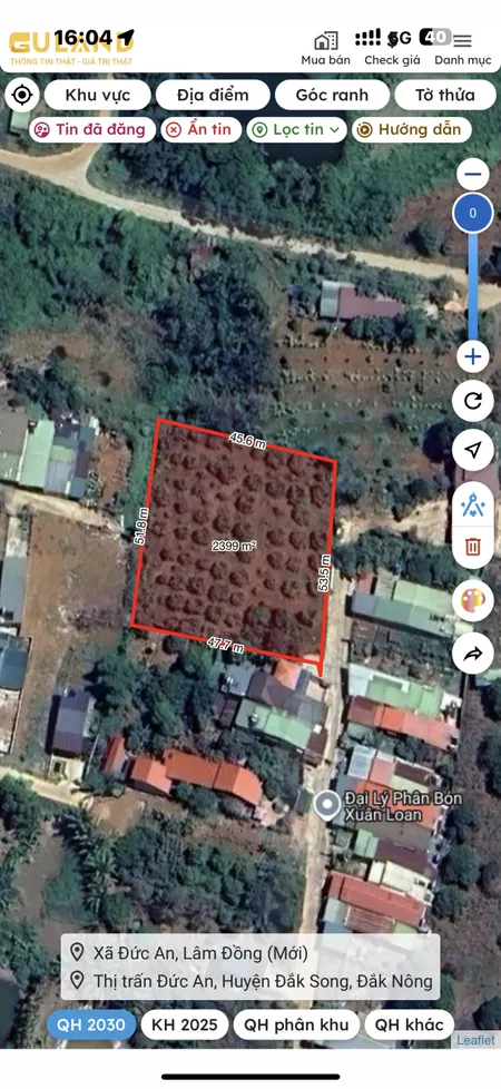 Bán đất 2399m² ngang 50m giá 3.3 tỷ Phường Bắc Gia Nghĩa