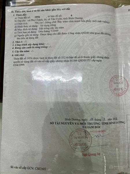 Bán đất 794.1m² ngang 20m giá 4.2 tỷ Phường Bình Dương