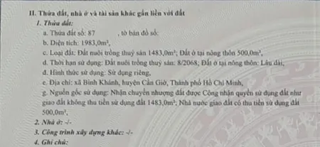 Bán đất 1983m² ngang 30m giá 15.67 tỷ Xã Bình Khánh