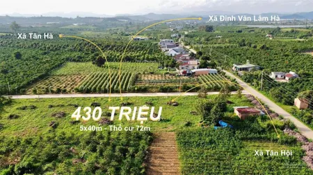 Chính chủ cần bán đất tại đinh văn lâm hà 430 triệu sở hữu 200m² sẵn 72m thổ cư sổ riêng