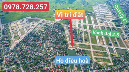 Siêu rẻ, lô liền kề view hồ điều hoà tp thanh hóa diện tích 93,5m2 giá chỉ 1,6x tỷ sổ đỏ xd tự do