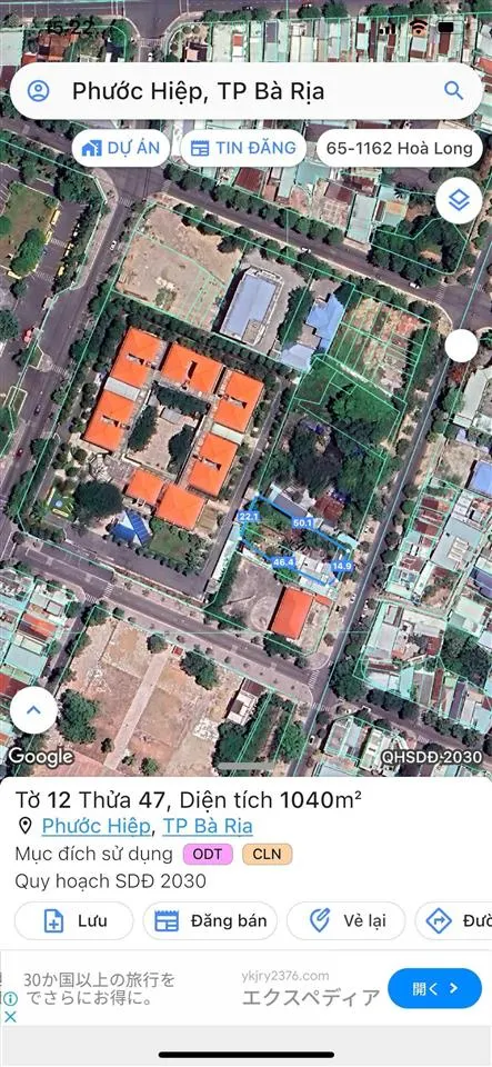 Bán lô biệt thự 1040m2(300tc), ngang 19m, mt tôn đức thắng, tp.bà rịa, giá 36tr/m2, 0373 817 ***