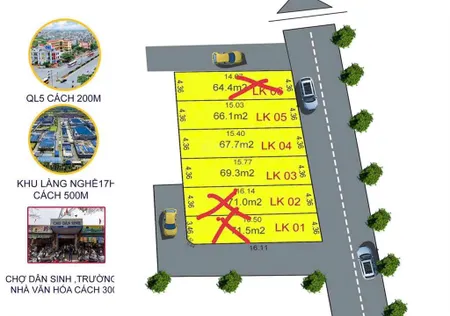 Bán đất cạnh kcn minh đức mỹ hào, 69,3m đường thông, ô tô đi thoải mãi, có sổ đỏ, giá 1 tỉ 5xx