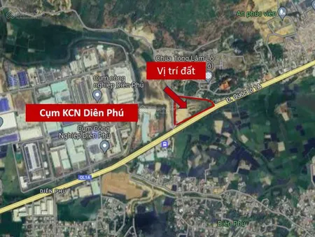 Đất sản xuất kinh doanh dt 25.000m2 mặt tiền ql 1a giáp cụm kcn diên phú cách biển 10km