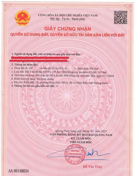 Bán đất mặt tiền đường trần thủ độ, điện nam trung, 12,5 tỷ, 546 m2