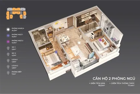 Căn hộ 82m2 2PN View biển Mỹ Khê, Đà Nẵng - The Sang Residence (Tin Hết Hạn)