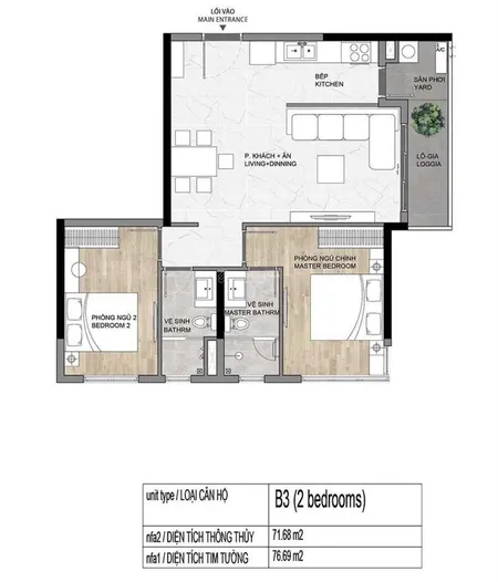 Căn hộ góc elysian 77,27m2 2pn 2wc giá 5,1 tỷ (102%), thanh toán 30% nhận nhà, tầng 8 pocket garden