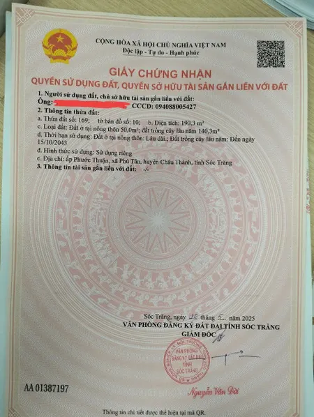 Bán đất 932 gần Giếng Tiên 190m² ngang 5m giá 1.2 tỷ Xã Thuận Hòa