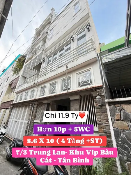 Chính Chủ Bán HXH Trung Lang Tân Bình, DT 8.6x10m, Giá 11.9 Tỷ. Liên Hệ: O981.699.932