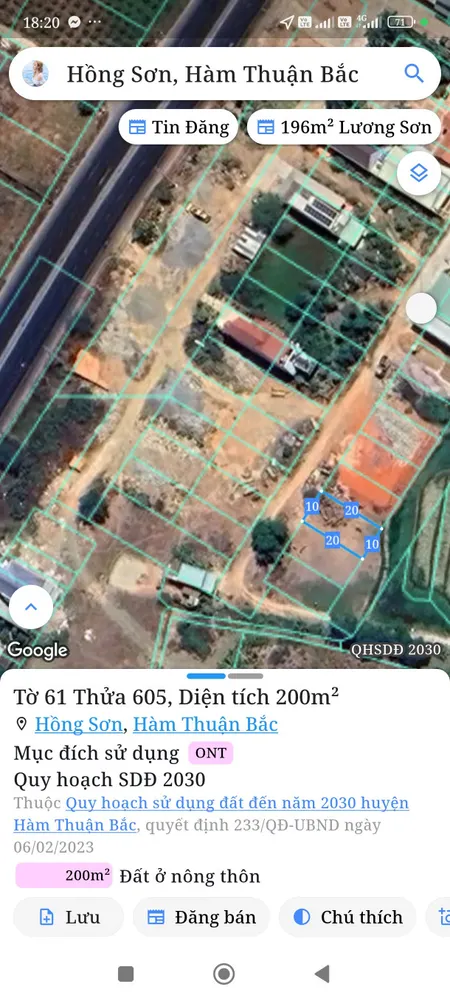 Bán đất 200m² giá 1 tỷ Xã Hồng Sơn