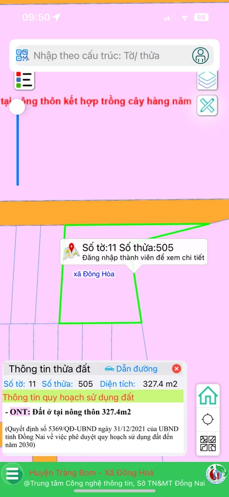Bán đất 327.6m² giá 1.8 tỷ Xã Hưng Thịnh