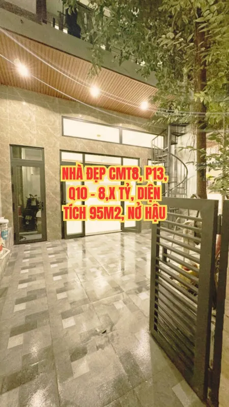 🔥 NHÀ ĐẸP CMT8, P13, Q10 – 8,X TỶ, DIỆN TÍCH 95M2, NỞ HẬU