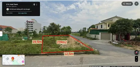 Hàng hiếm. lô góc, mặt tiền 12,5m, dt 239m2, giá 12 tỷ đặng hoài thanh nghi hương, cửa lò