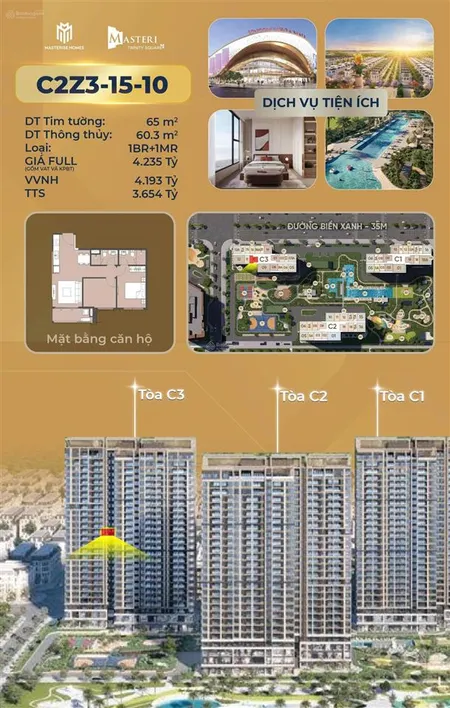 3.6 tỷ sở hữu ngay căn hộ 2pn toà c3 masteri trinity. 0922 432 *** e vũ để được tư vấn
