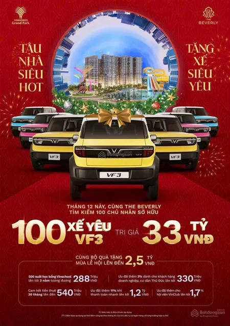 Bán căn hộ 2pn the beverly, tặng ngay vf3 kèm pin trị giá hơn 300tr, chỉ từ 4,2 tỷ /căn view sông