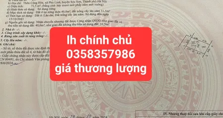 Bán đất 71.5m² ngang 6.6m giá 1.28 tỷ Xã Sóc Sơn