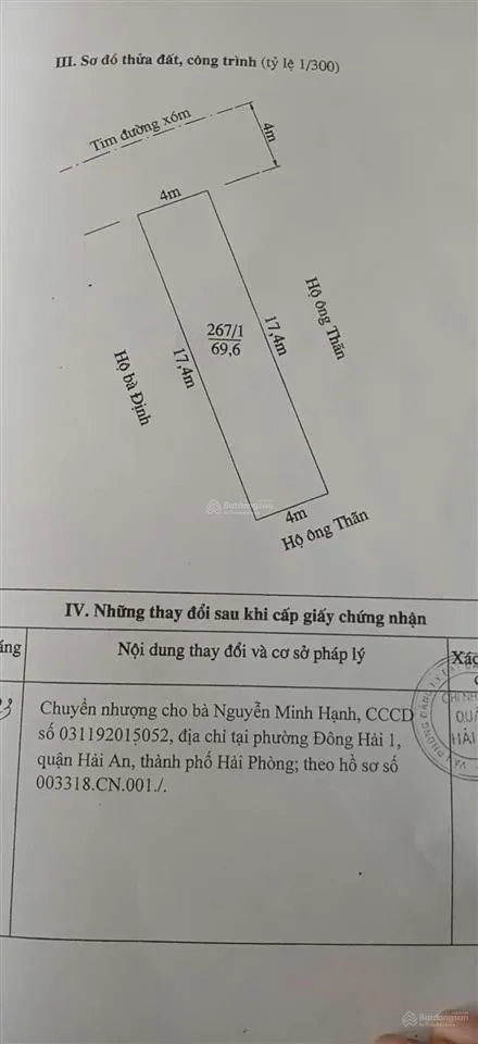 Bán lô đất mặt đường hạ đoạn 1 đông hải vị trí đẹp 69,6m ngang 4m tây bắc