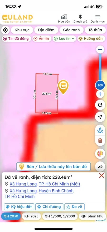 Bán nhà 228.5m² giá 1.3 tỷ Xã Hưng Long