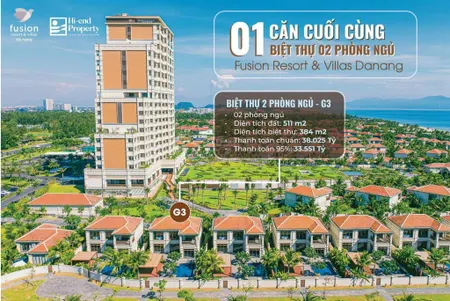 Duy nhất!! 1 căn villa biển 2 phòng ngủ + hồ bơi còn lại tại dự án fusion villa đà nẵng