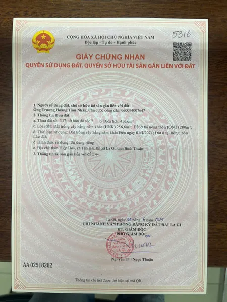 Bán lô đất xây dựng biệt thự nghỉ dưỡng + tại Tân Hải - La Gi - Tỉnh Lâm Đồng