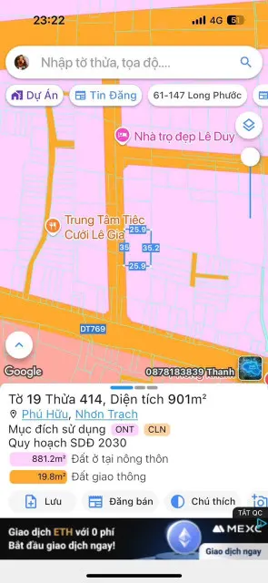 Bán đất 901m² ngang 35m giá 18.5 tỷ Xã Đại Phước
