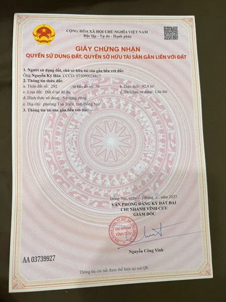 HÀNG ĐẦU TƯ F0,SỔ RIÊNG THỔ CƯ,NGAY GẦN KHU DU LỊCH BỬU LONG,400TRIỆU NHẬN ĐẤT