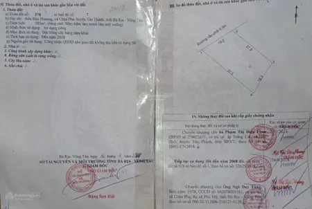 Bán gấp đất tại bà rịa châu pha, 3,2 tỷ, 578m2, mặt tiền 19.2m