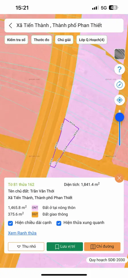Bán 1481m2 qh ONT mặt tiền đương 719b
