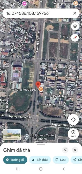 BÁN NHANH HÀNG TUYỂN 2 MT HOÀNG THỊ LOAN VÀ HÒA MINH 29 DT 143m ngang 7m chỉ 15tỷ700