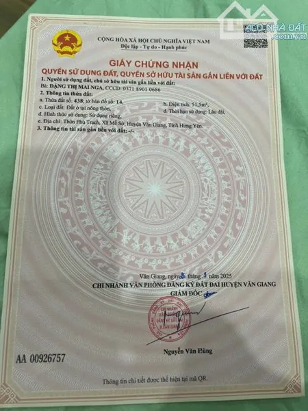 Chính chủ cần bán lô đất nền cực đẹp tại Mễ Sở, Văn Giang, Hưng Yên