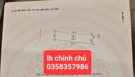 Bán đất 74.1m² ngang 4.08m giá 6.06 tỷ Xã Phúc Thịnh