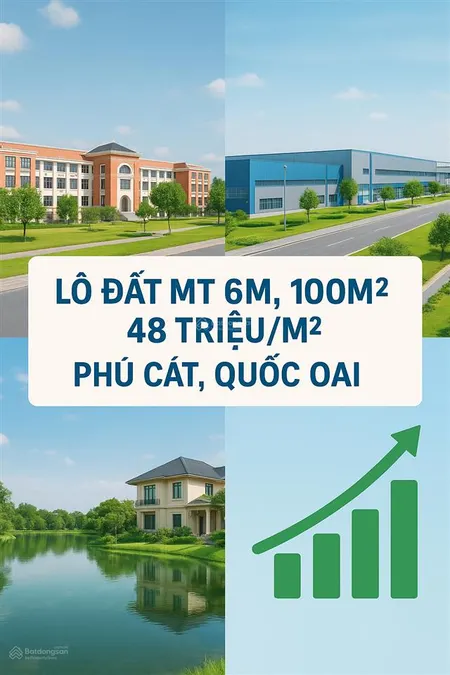 Bán gấp lô đất mt 6m, 100m², giá chỉ 48tr/m².phú cát, quốc oai giá tốt so với mặt bằng khu vực.