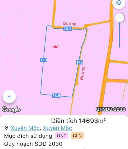 Vườn nhãn gần 1.5 ha 2 mặt tiền, thổ cư 300m2, 76m mặt tiền nhựa chính, 176m bên hông, sát tl329