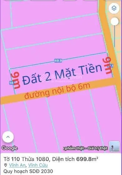 Chính chủ cần bán mảnh đất 2 mặt tiền quy hoạch đất ở đô thị tại thị trấn vĩnh an