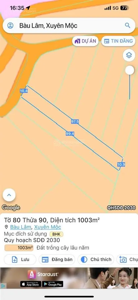 Tôi cần bán lô đất 1000m2 tại xã bàu lâm, mặt tiền nhựa 10m, số hồng riêng. 0943 138 *** khánh
