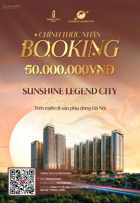 Booking sunshine legend city! cơ hội đầu tư đón sóng hạ tầng!