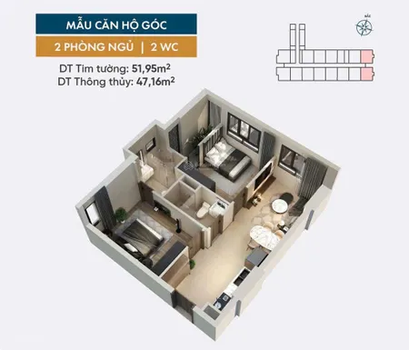 Giỏ hàng căn hộ 2pn mt bùi hữu nghĩa view mall biên hoà view sông đồng nai giá từ 1,709 tỷ